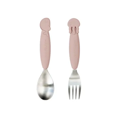 Produktbild von YummyPlus spoon & fork set Sea friends Powder 1116741