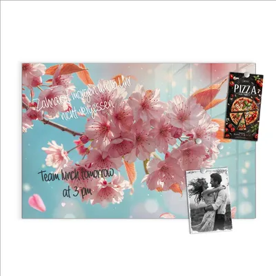 Produktbild von Magnettafel 90x60cm Pinnwand Whiteboard beschreibbar - Kirschblüte Himmel
