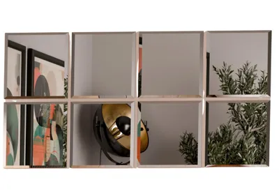 Produktbild von Set mit 8 quadratischen, abgeschrägten Wandspiegeln 20x20 cm zum Aufkleben mit BD-Kunstflicken