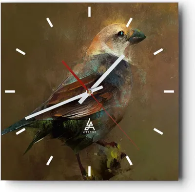 Produktbild von Wanduhr - Quadrat - Glasuhr - Vogel Natur - 40x40cm - Schleichendes Uhrwerk - Lautlos - zum Aufhängen bereit - Dekoration Modern - Wanddekoration aus Glas - C3AC40x40-3924
