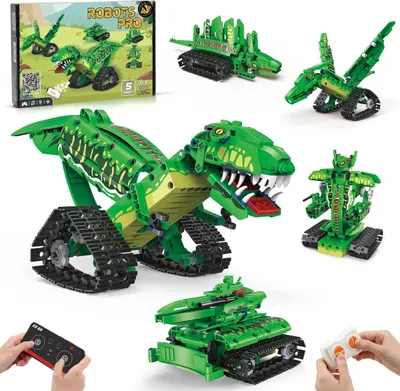 Produktbild von Technik Roboter Kinder fuer Jungen, 5 in 1 Roboter Programmierbares Bauspielzeug mit Ferngesteuert & App,Kreatives Geschenk fuer Kinder ab 6+ Jungen Maedchen (Gruen)