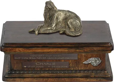 Zdjęcie produktu dla Chart rosyjski borzoj, Borzoi, Barzoi III - urna na psie prochy, personalizowana urna ze statuetką, drewniana urna z psem marki Art-Dog