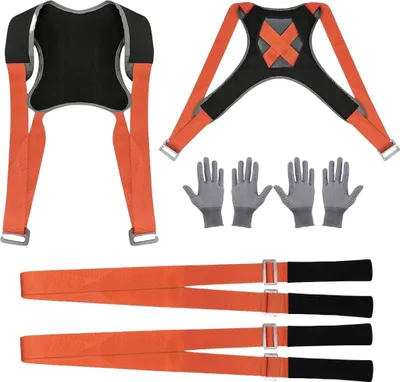 Produktbild von 4 Stück Tragegurte Umzug Kit, Hebegurt Umzugshelfer, Tragegurt für 2 Personen mit Schwamm-Weste, Doppelt Shoulder Dolly Transportgurte, Geeignet für Mobile Möbel