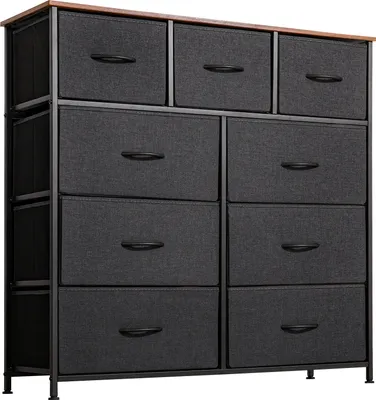 Produktbild von Yorbay Kommode, Kommode mit 9 Schubladen, Stoff Schubladenschrank, Kleideraufbewahrung, Aufbewahrung Schrank, 100 x 30 x 100 cm, Stabiler Metallrahmen