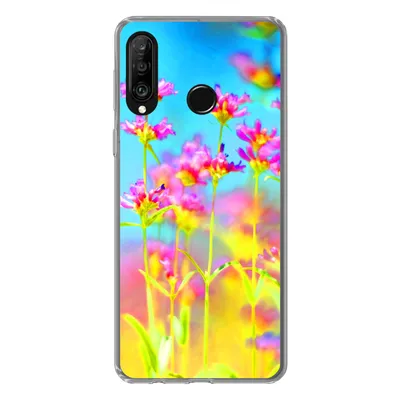 Produktbild von MuchoWow® Handyhülle Schutzhülle Hülle für Huawei P30 Lite Blumen - Kunst - Psychedelisch Silikon Softcase Handy Hülle - Handyhülle
