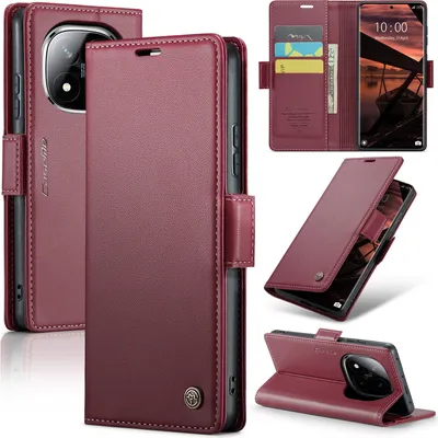 Obrázek produktu pro Pouzdro pro Xiaomi Redmi Note 14 Pro/Note 14 Pro+ 5G, RFID Blokování Karet, Pokročilé Flip Kožené Pouzdro s Funkcí Stojánku červené