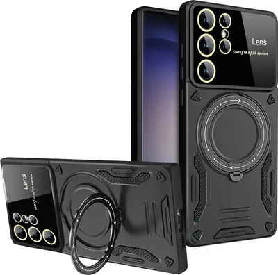Produktbild von Rüstung Handyhülle für Samsung Galaxy S23 Ultra Dual-Layer Magnetisches Ringhalter Ständer Magsafe Hülle Schwarz