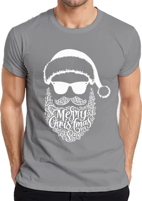 Produktbild von Merry Christmas Weihnachtsmann Bart - Weihnachten Weihnachtsgeschenk Christmas Herren T-Shirt, Grau, 3XL