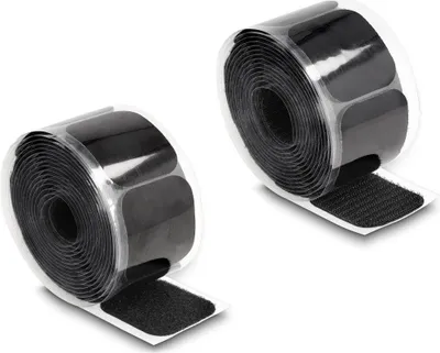 Produktbild von DeLOCK Klettpad auf Rolle selbstklebend mit Haft- und Flauschpad 45 x 50 mm - Länge 3 m schwarz, Nylon, Polyester, Schwarz, 45 mm, 50 mm, 3 m, 1 Stück(e)