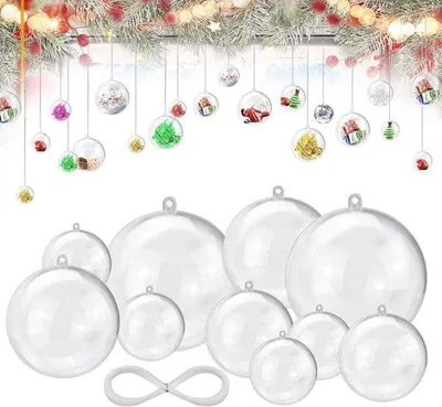 Produktbild von Famanu Weihnachtsbaumkugeln transparent - 25 Stück in 4 Größen (4-6-8-10 cm)