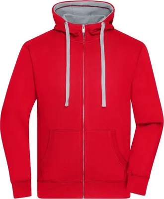 Produktbild von Sweat-Jacke mit Reißverschluss und Kapuze red/grey-heather, Gr. S