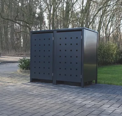 Produktbild von 2 Mülltonnenboxen Modell No.2 Anthrazit komplett RAL7016 für 240Liter Mülltonnen