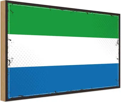 Produktbild von vianmo Holzschild 20x30 cm Sierra Leones Leone Flagge Fahne Wappen