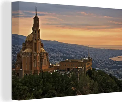 Produktbild von OneMillionCanvasses® - Leinwandbilder - 140x90 cm, Stadt in Libanon, Wandbilder Kunstdruck Wanddekoration
