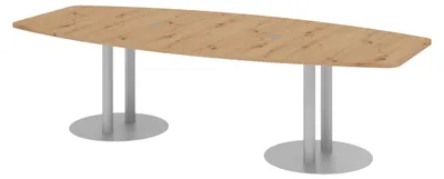 Produktbild von bümö Konferenztisch mittel KT28 - Nachbildung: Asteiche, tischfuss: Säule in Silber