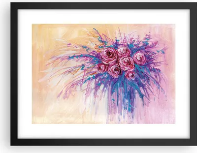 Produktbild von Gerahmtes Poster - Schwarzer Rahmen - Blumenstrauß Blumen Rosen - 40x30 cm - Wand Bild - Wanddeko - Wandbilder - Kunstposter - Wandposter - Bilderrahmen - Bilder - Kunstdruck - P2BAA40x30-4465