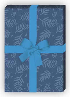 Produktbild von Schönes Geschenkpapier mit Palmen Zweigen, blau - G8369, 32 x 48cm