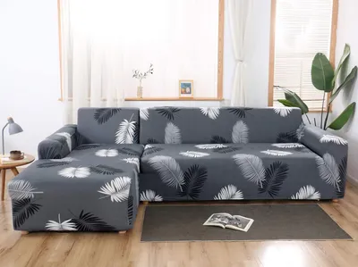 Produktbild von Elastisch Sofabezug Ecksofa L Form Sofahusse Sofa Überwurf Sofaüberwurf Couch Bezug, für Ecksofa (3-Sitzer+4-Sitzer),Grau Blumen
