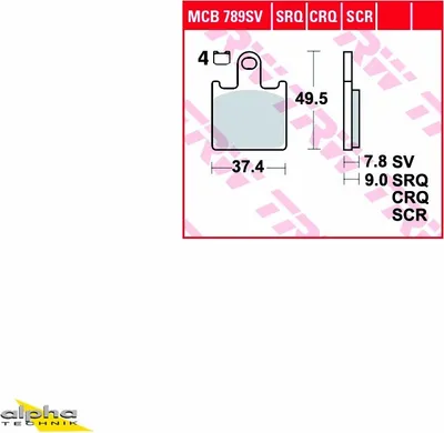 Immagine prodotto di Set di pastiglie freno TRW MCB789SV ZZR1400 ZXT40A