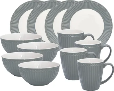 Produktbild von Greengate Alice Frühstücksset stone grey 12tlg