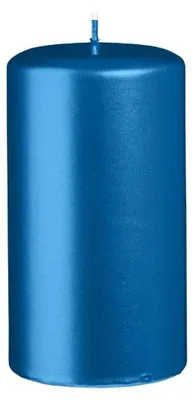 Zdjęcie produktu dla Świece walcowe, metaliczny matowy, kolor królewski niebieski, 130 x Ø 70 mm, 6 sztuk