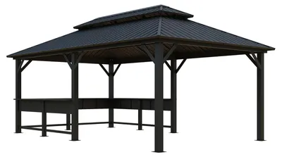 Obrázok produktu pre Sojag Bondi 1220 Kovový altánok s pevnou strechou, čierny, 3,5 x 6 m