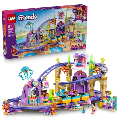 Produktbild von LEGO Friends Meerjungfrauen-Achterbahn - Interaktives Spielzeug mit 3 Wagen, Shop, 5 Minifiguren und Zubehör - Kinderzimmer Deko - Geschenkidee für Mädchen ab 8 Jahren - 42703