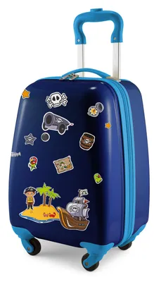 Obrázek produktu pro HAUPTSTADTKOFFER For Kids - dětský kufr, dětské zavazadlo na kolečkách s tvrdou skořepinou, příruční zavazadlo s pirátskými samolepkami, chlapecké vánoční dárky pro děti, 24 L, tmavě modrá barva