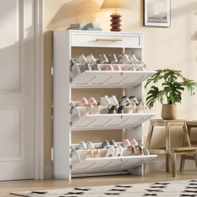 Produktbild von Schuhschrank Schuhregal, mit 6 Fächern, 1 Schublade, Schränke Schuhschränke Schuhhochschränke,Kann in Fluren, 70*25*123.5cm