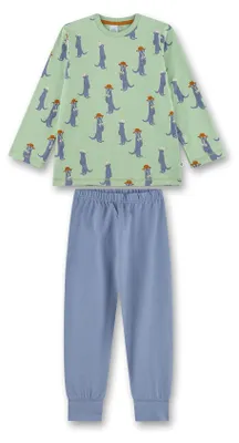 Immagine prodotto di Pigiama lungo da bambino Sanetta, verde, con motivo dei suricati, taglia 104