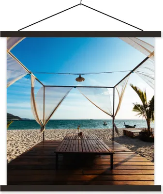 Produktbild von MuchoWow® Textilposter Strand - Himmel - Meer 90x90 cm mit schwarzem Rahmen - Magnetisches