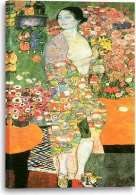 Produktbild von Leinwandbild (70x100cm): Gustav Klimt - Der Tanz (1918), echter Holz-Keilrahmen inkl. Aufhänger, handgefertigt in Deutschland