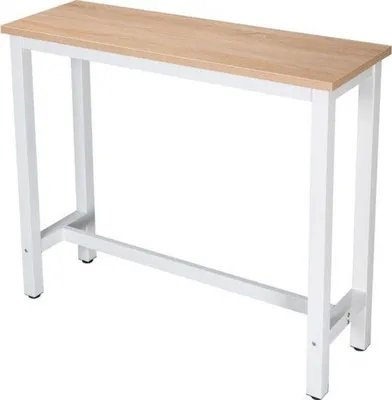 Image de Élégante hotte de bar en MDF avec des accessoires métalliques – étroite et intemporelle – détails minimalistes en bois huilé – blanc mat ou bois clair – dimensions : 120 x 40 x 100 cm.