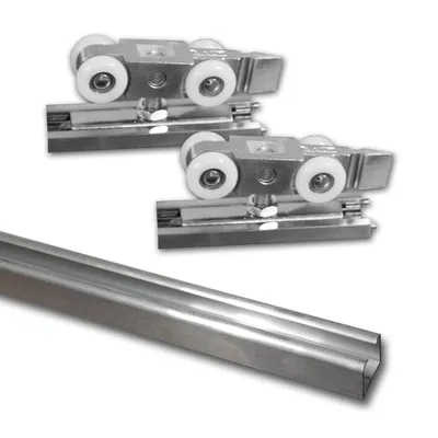 Produktbild von Beschlagset für Schiebetür (100 kg belastbar) inkl. Laufschiene 2m, aluminium