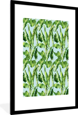 Produktbild von MuchoWow® MuchoWow® Gerahmtes Poster Vintage - Blätter - Muster 60x90 cm - Poster mit zchwarzem Bilderrahmen - Dekoration - Wandposter Wohnzimmer - Hochwertig
