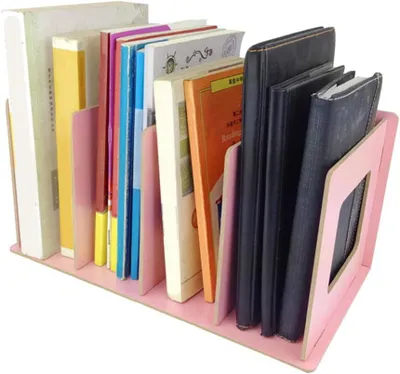 Produktbild von Eddwiin Holz Bücherregal DIY Desktop Regal Bücher DVD Storage Magazine Inhaber Studenten Kinder Erwachsene (Pink)