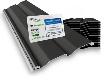 Produktbild von HEXIM Siding Fassadenpaneele außen Fassadenverkleidung wetterfest Kunststoffpanelee PVC-U Verkleidung Außenwand Hausverkleidung UV-beständig - (24 Paneele anthrazit 9,84QM)