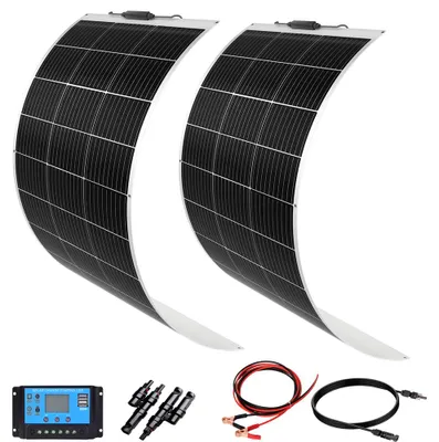 Imagen del producto de Panel solar flexible de 200W - Sistema solar - Silicio monocristalino - 975x550x3 mm - Ideal para coche, barco y autocaravana