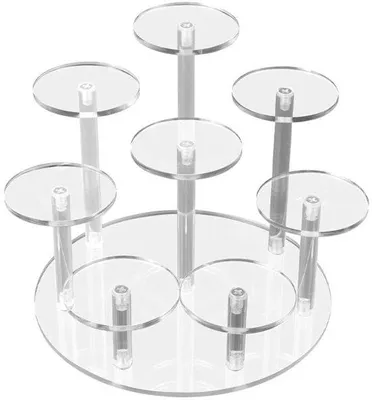 Produktbild von 8-schichtiger Acryl-Displayständer - Acryl-Präsentationsständer - Figuren-Ausstellungsständer - Acryl-Ständer für Sammlerfiguren - Geeignet für Donuts, Parfums, Cupcakes, Desserts, Kosmetik, Schmuck – Transparent