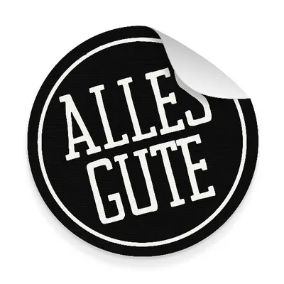Produktbild von itenga 10x Aufkleber Sticker ALLES GUTE Schwarz Weiß 9,5 cm Durchmesser
