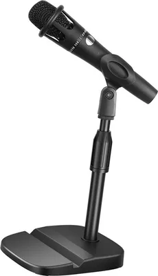 Imagen del producto de Soporte de escritorio para micrófono, ajustable, que evita que se deslice. Base para micrófono de escritorio con espacio para teléfono móvil o tableta, ideal para transmisiones en vivo, karaoke y con clip en forma de U