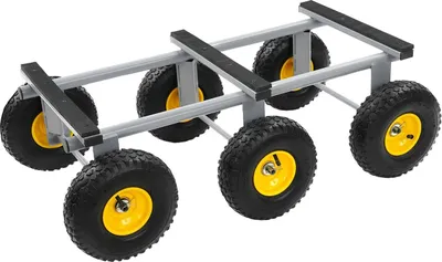 Zdjęcie produktu dla Wózek do transportu ciężkich mebli – 6-kołowy wózek terenowy – nośność 544 kg – koła Ø 25,4 cm – stal węglowa + guma – 100×55,7×33,8 cm – szary