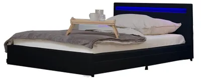 Produktbild von HOME DELUXE - LED Bett NUBE mit Schubladen 180 x 200 Schwarz Polsterbett, KI-generiertes Bild