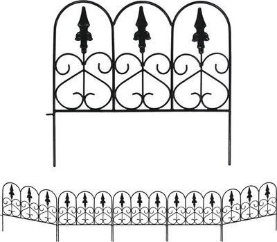 Zdjęcie produktu dla Zestaw ozdobnych metalowych ogrodzeń ogrodowych, 5 elementów, kolor czarny, 45,7 x 50,8 cm
