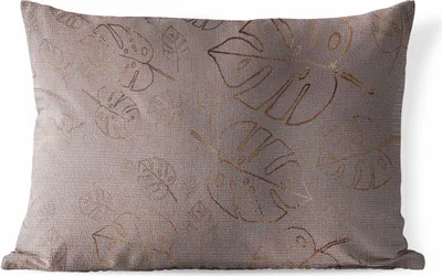 Produktbild von MuchoWow® Outdoor Kissen - Muster - Lila - Bronze - Blätter - 60x40 cm - Wetterfest - Lounge Kissen - Zierkissen - Kissen für Innenräume