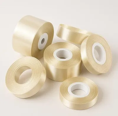 Image de Ruban satiné pour emballer des cadeaux, décoratif, couleur or, 25 mm, 32 m