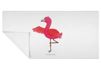 Produktbild von Mr. & Mrs. Panda Handtuch Flamingo Yoga - Weiß - Geschenk, Yogi, Flauschtuch, 50x100, Baum, Namaste, Urlaub, Entspannung, kleines, gesichtshandtuch