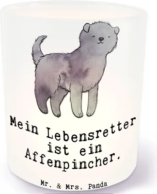 Produktbild von Mr. & Mrs. Panda Teelichthalter Affenpincher Lebensretter - Transparent - Geschenk, Glas, Windlicht, Kerzenhalter, aus