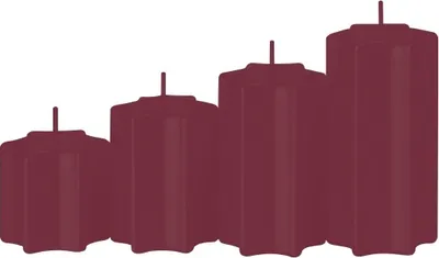 Produktbild von 4er Set Sternkerzen abgestuft Bordeaux Ø 6 cm