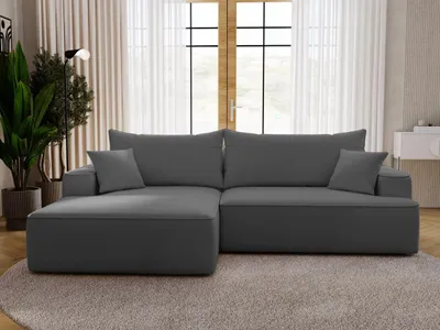 Produktbild von GrainGold Ecksofa L-Form Links California - Ecksofa mit Schlaffunktion, Bettkasten - Moderne Ecksofa, Wohnzimmer Ecksofa - Eckcouch Grau (Komodo 21)